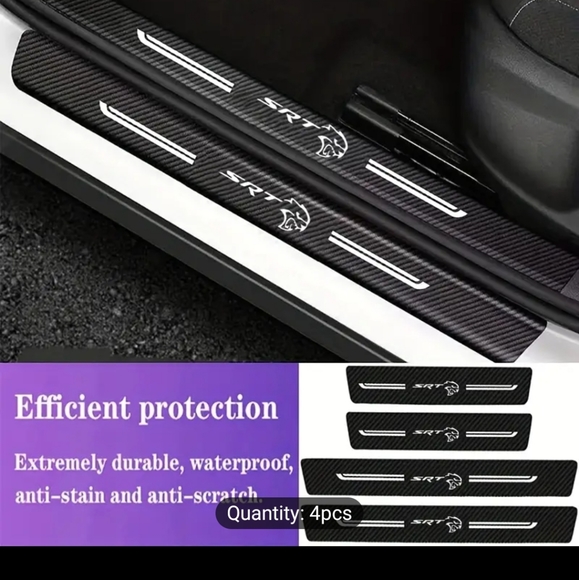 SRT Hellcat 4 piece carbon fiber door sill protector decal set - Picture 4 of 4